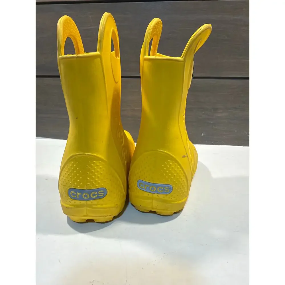 Crocs Kids Handle It Rain Boots Yellow Waterproof Casual Toddler Sz 8
